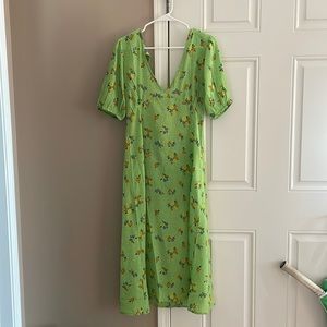 Bright green midi tea dress
